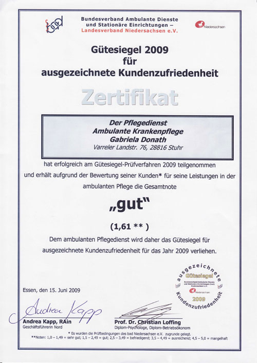 Zertifikat Bundesverband